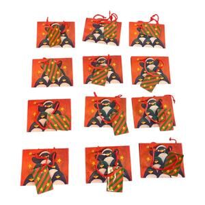 Penguin Christmas Gift Bags w/ Tags Set of 12 6x4 Holiday Treat Bags 2004
